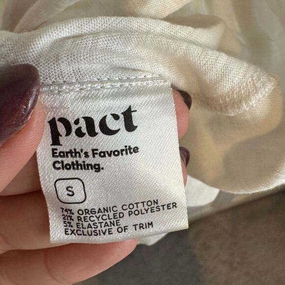 PACT TWISTED FRONT TEE ORGANIC COTTON RECYCLED POLYESTER BASIC MINIMALIST SZ S - Picture 3 of 3